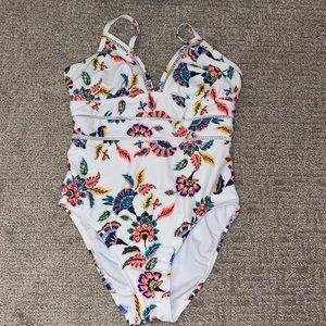 Kona sol white floral swim suit